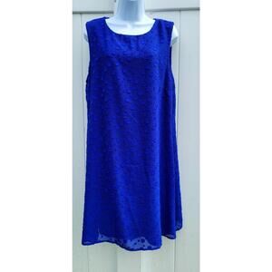 DKNY Womens Blue Sleeveless Round Neck Knee Length Sheath Lace Dress Size 14 New